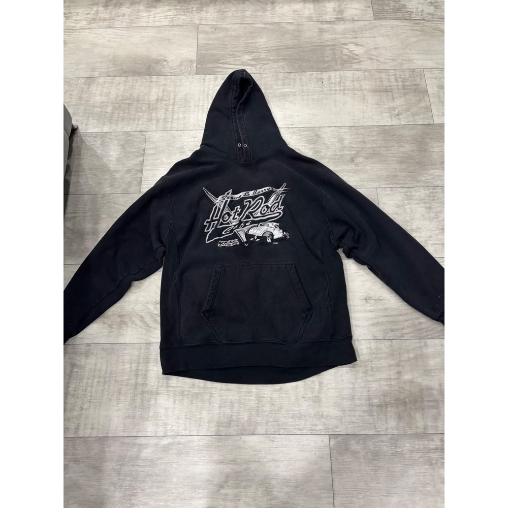 Steve &‎ Barrys Hot Rod Cafe Hoodie Mens Large Black Vintage Graphic Pullover